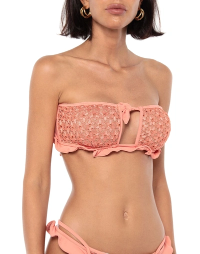Shop For Love & Lemons Bikini Tops In Salmon Pink