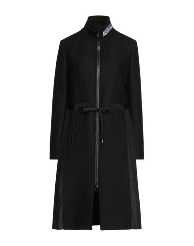 Shop Love Moschino Woman Coat Black Size 10 Virgin Wool, Polyamide, Polyester, Cotton, Viscose