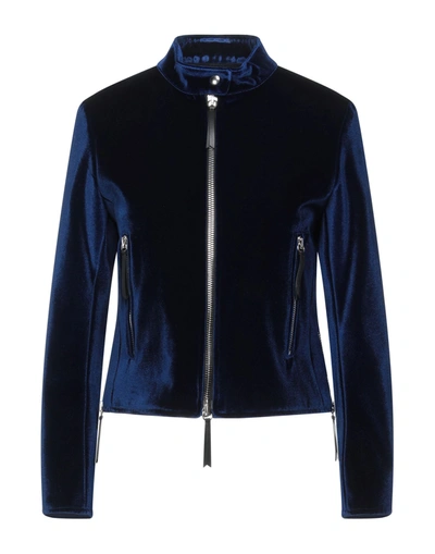 Shop Giuseppe Zanotti Woman Jacket Blue Size L Polyester, Cotton, Polyurethane