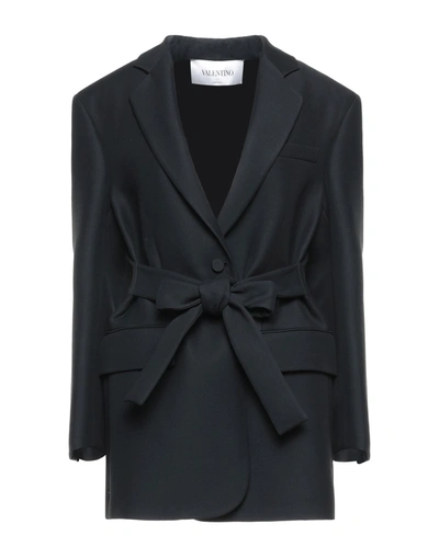 Shop Valentino Garavani Woman Overcoat & Trench Coat Black Size 8 Silk, Wool, Viscose