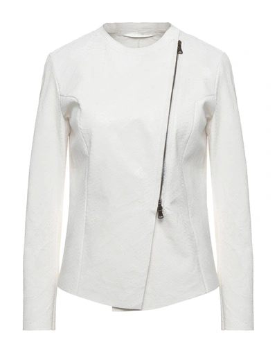 Shop Salvatore Santoro Woman Jacket White Size 6 Ovine Leather