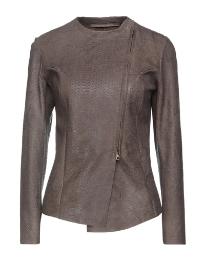 Shop Salvatore Santoro Woman Jacket Cocoa Size 8 Ovine Leather In Brown