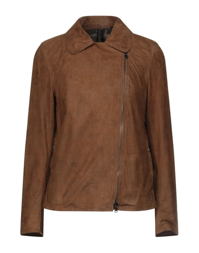 Shop Salvatore Santoro Woman Jacket Brown Size 6 Soft Leather