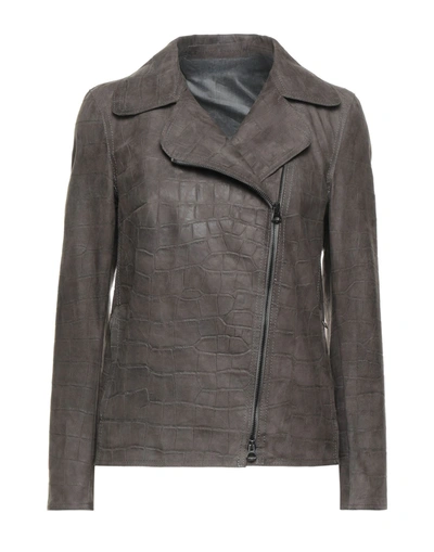 Shop Salvatore Santoro Woman Jacket Khaki Size 6 Soft Leather In Beige