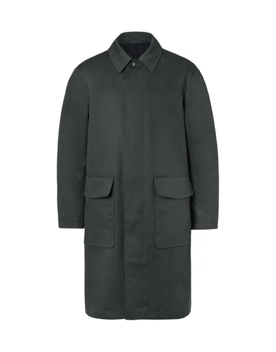 Shop Mr P . Man Overcoat & Trench Coat Dark Green Size L Cotton, Polyurethane