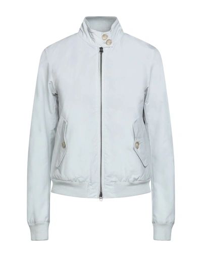 Shop Baracuta Woman Jacket Light Grey Size 8 Cotton, Polyester