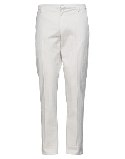 Shop Dondup Man Pants Ivory Size 32 Cotton, Linen, Elastane In White