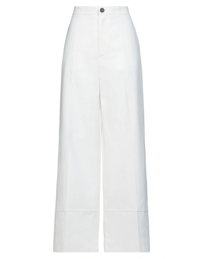 Shop Colville Woman Pants White Size 6 Cotton, Linen