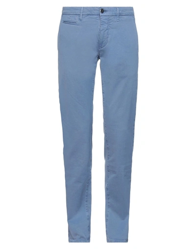 Shop Siviglia White Man Pants Pastel Blue Size 28 Cotton, Elastane