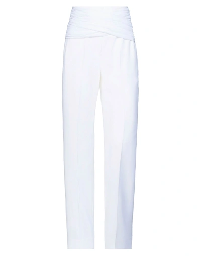 Shop Burberry Woman Pants White Size 8 Polyester, Virgin Wool, Viscose
