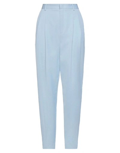 Shop Red Valentino Woman Pants Sky Blue Size 8 Cotton, Virgin Wool