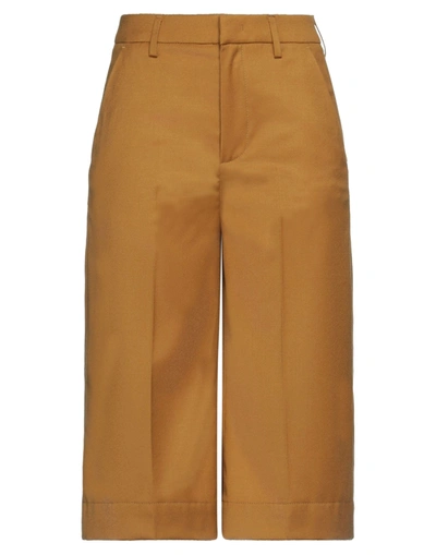 Shop Dondup Woman Cropped Pants Ocher Size 6 Virgin Wool, Elastane In Yellow