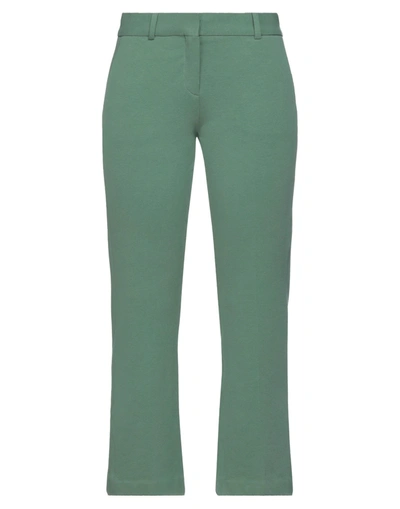 Shop Circolo 1901 Woman Cropped Pants Green Size 10 Cotton, Elastane