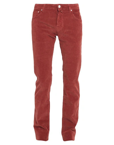 Shop Jacob Cohёn Pants In Brick Red