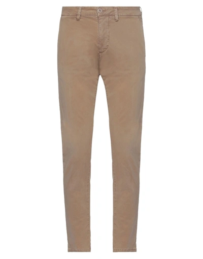 Shop Modfitters Man Pants Camel Size 30 Cotton, Elastane In Beige