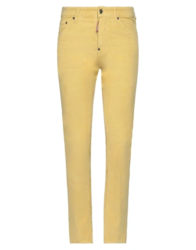 Shop Dsquared2 Man Pants Mustard Size 32 Cotton, Elastane In Yellow