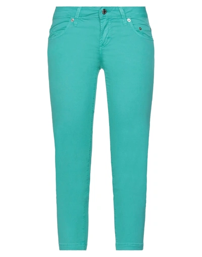 Shop Siviglia Woman Cropped Pants Light Green Size 27 Cotton, Elastane