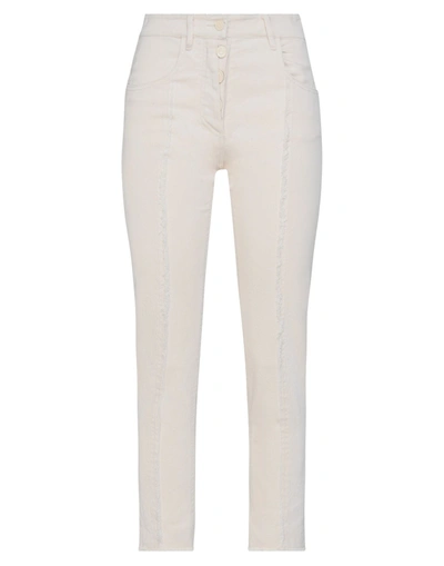 Shop 8pm Woman Pants Ivory Size L Cotton, Elastane In White