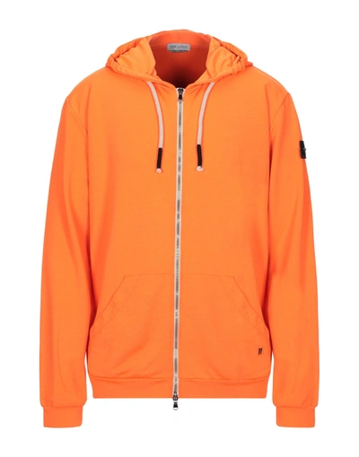 Shop Daniele Alessandrini Homme Man Sweatshirt Orange Size S Polyester, Cotton, Elastane