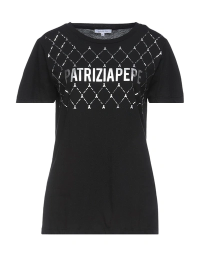 Shop Patrizia Pepe Woman T-shirt Black Size 1 Cotton, Metal