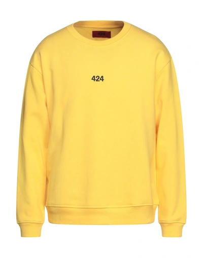 Shop 424 Fourtwofour Man Sweatshirt Yellow Size S Cotton, Elastane