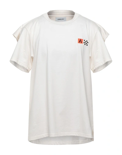 Shop Ambush Man T-shirt Ivory Size 2 Viscose In White