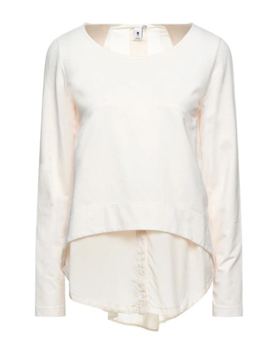 Shop European Culture Woman Sweatshirt Ivory Size Xs Cotton, Cupro, Elastane In White
