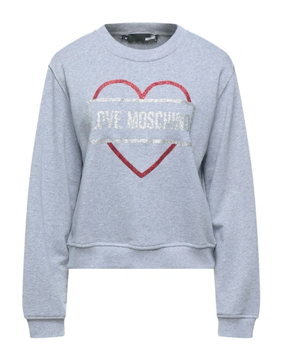 Shop Love Moschino Woman Sweatshirt Grey Size 8 Cotton
