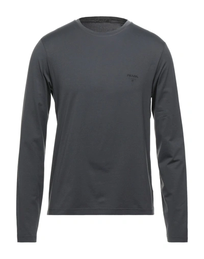Shop Prada T-shirts In Steel Grey