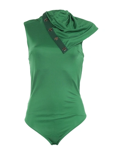 Shop Elisabetta Franchi Woman Bodysuit Green Size 4 Viscose, Elastane