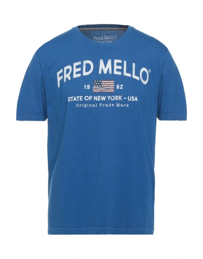 Shop Fred Mello T-shirts In Bright Blue