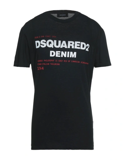 Shop Dsquared2 Man T-shirt Black Size S Cotton