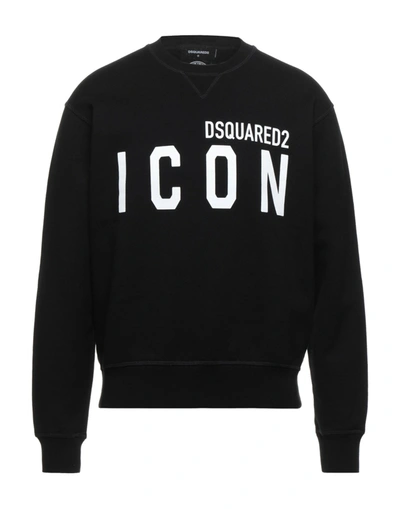 Shop Dsquared2 Man Sweatshirt Black Size L Cotton, Elastane