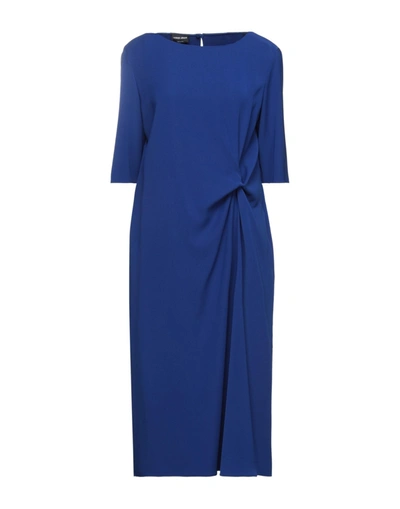 Shop Giorgio Armani Woman Midi Dress Bright Blue Size 4 Polyester
