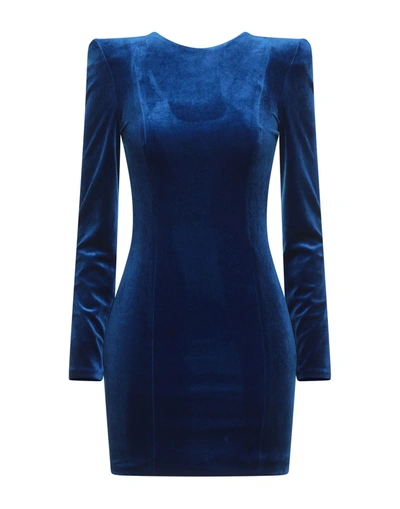 Shop Actualee Woman Mini Dress Blue Size 10 Polyester, Elastane