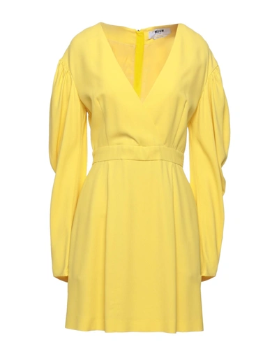 Shop Msgm Woman Mini Dress Yellow Size 4 Acetate, Viscose