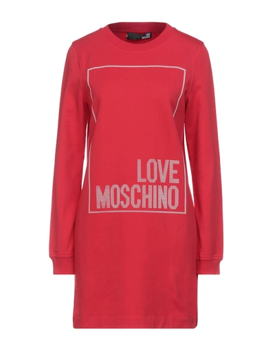 Shop Love Moschino Woman Mini Dress Red Size 6 Cotton, Elastane