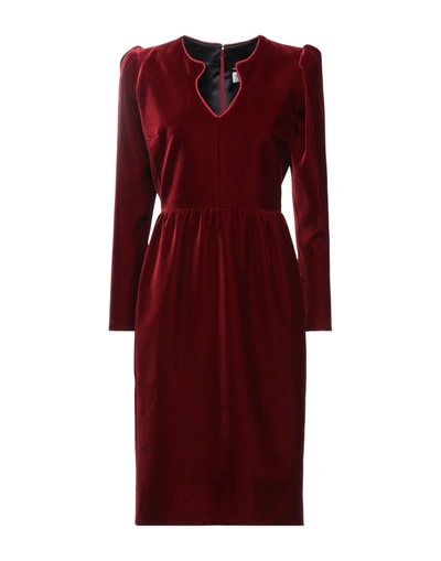 Shop Saint Laurent Midi Dresses In Brick Red