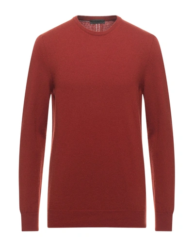 Shop +39 Masq Man Sweater Rust Size Xxl Wool In Red