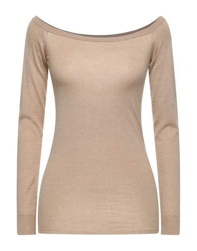 Shop Stella Mccartney Woman Sweater Camel Size 2-4 Virgin Wool, Polyamide, Elastane In Beige