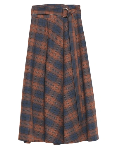 Shop Mem.js Mem. Js 3/4 Length Skirts In Brown