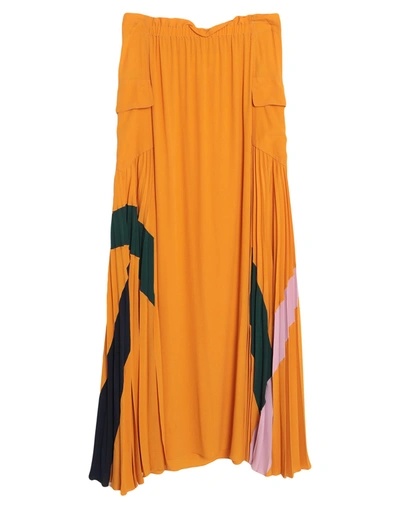 Shop Iceberg Woman Maxi Skirt Apricot Size 4 Acetate, Silk In Orange