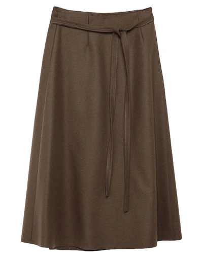 Shop Mauro Grifoni Woman Midi Skirt Khaki Size 6 Virgin Wool, Polyamide, Cashmere In Beige