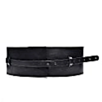 Plik Double Wide Corset Leather Belt-black In Leather