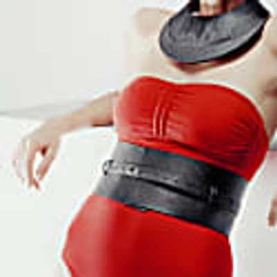 Plik Double Wide Corset Leather Belt-black In Leather