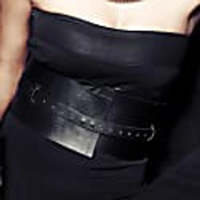 Plik Double Wide Corset Leather Belt-black In Leather