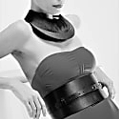 Plik Double Wide Corset Leather Belt-black In Leather