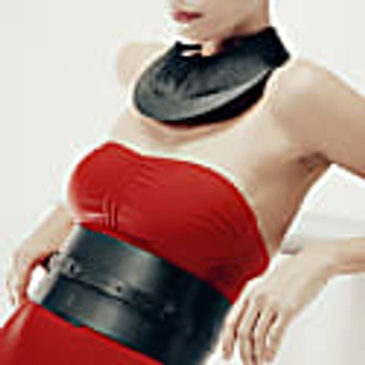 Plik Double Wide Corset Leather Belt-black In Leather