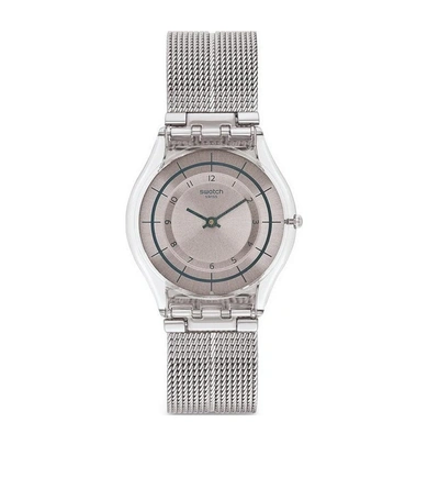 Shop Swatch Archi Mix Sky Net Silver Dial Unisex Watch Sfe109m In Black,silver Tone