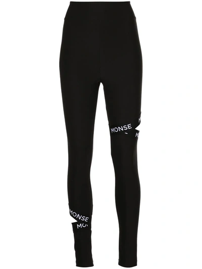 Shop Monse Logo-trim Cut-out Leggings In Black